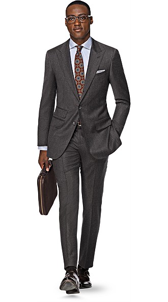 Grey herringbone custom suit