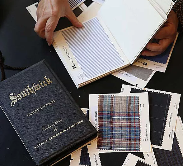 Fabric selection and custom suit consultation